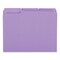 Universal Reinforced 1/3-Cut Assorted Top-Tab File Folders - Letter Size, Violet (100/Box)
